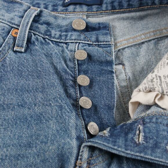 Levis 501 Made and Crafted Selvedge Button Fly Crop Distressed Jeans Sz 25 - Picture 5 of 9